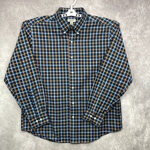 ST. John's Bay Iron Free Button Down Shirt Mens Large Blue Plaid Long Sleeve